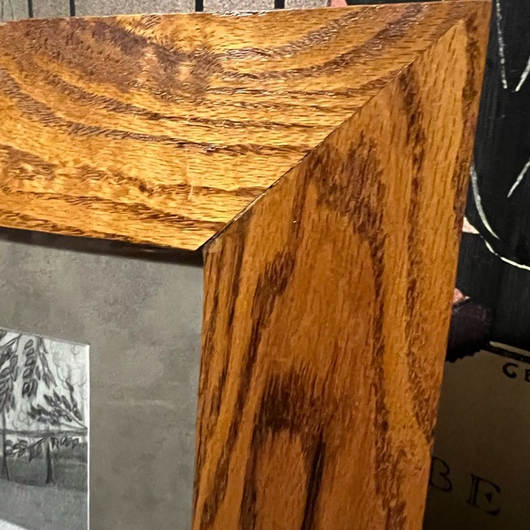 Vintage wooden Framed Signed by Artis lanscape - Artchitecture drawing 21” paper - Picture 6 of 12